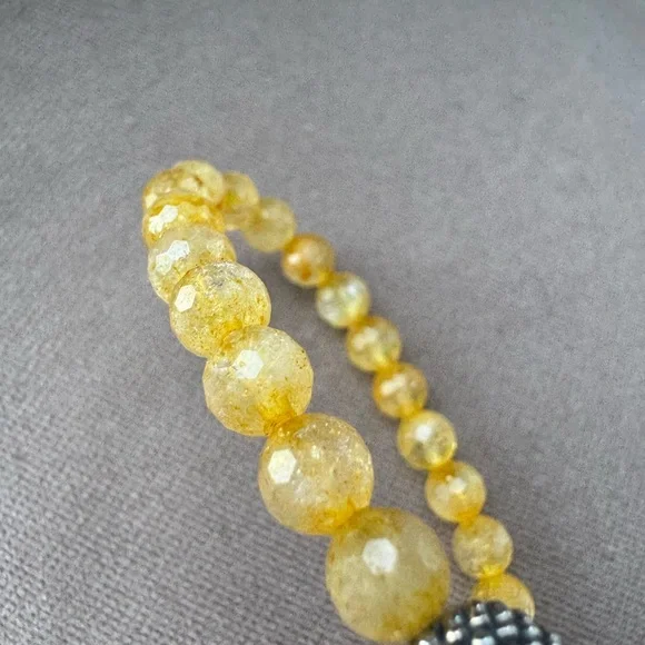 NWT Lagos Sterling Silver Anthem Citrine Skull Bead Stretch Bracelet Size 8 - Picture 7 of 7